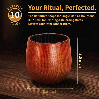 Charred Wooden Whiskey Glass 10oz | Handcrafted Old Fashioned Tumbler with Stones & Coaster | Bourbon Gift Set for Men, Dad, Husband (1 Pack)