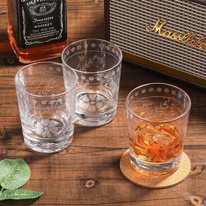 Joeyan Hand Blown Etched Drinking Glasses, Aesthetic Tumblers Glassware Set - Image 5
