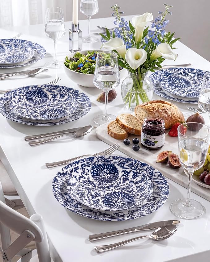 Blue Plastic Plates, Floral Disposable Plates, anniversaries, or holidays. - Image 9