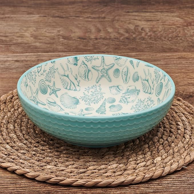 Pfaltzgraff Venice Set of 2 Pasta Bowls, 8 Inch, Teal and White - Image 5