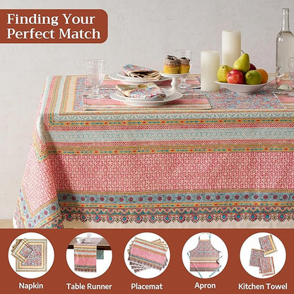 Maison d' Hermine Premium Table Cloth Rectangle Table 100% Combed Cotton 90 x 70 Inches Tablecloth Reusable Decorative for Dining Room, Farmhouse, Home, Party, Festive & Wedding - Lauris