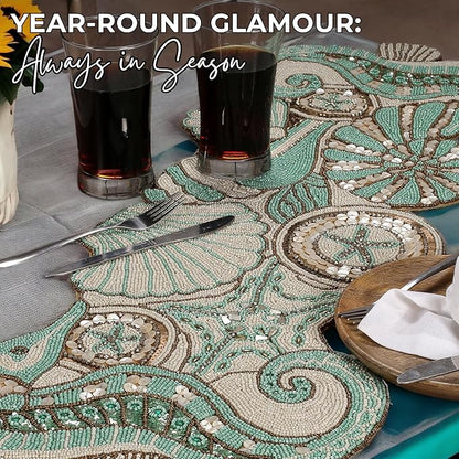 Coastal Beaded Table Runner, glass beads, polyester backing, coastal animal - Image 6