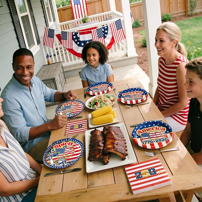 40Pcs Patriotic 4th of July Paper Plates and Napkins Set, 9 Inch Disposable - Image 8