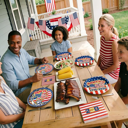 40Pcs Patriotic 4th of July Paper Plates and Napkins Set, 9 Inch Disposable - Image 8