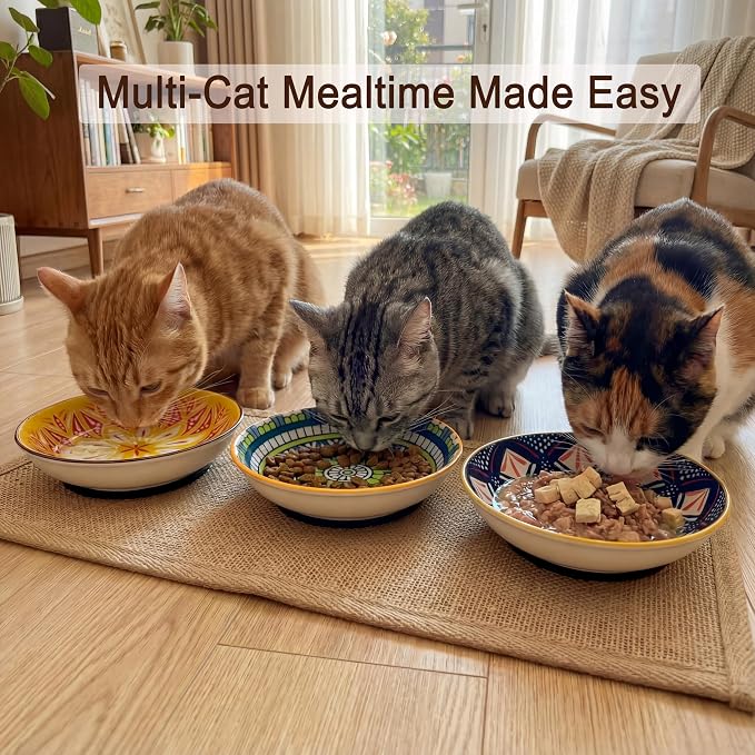 Ceramic Cat Food Bowls 6 Pack – Shallow Cat Bowl - Image 3
