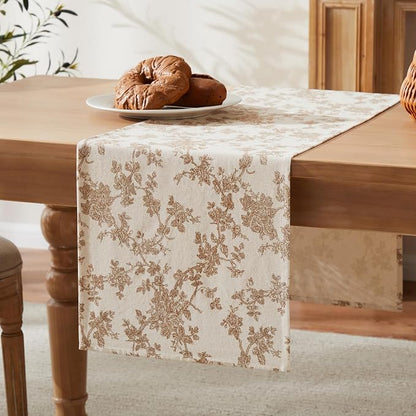 French Pastoral Farmhouse Table Runners, 13x36 Inch Brown | 100% Organic Cotton - Image 7