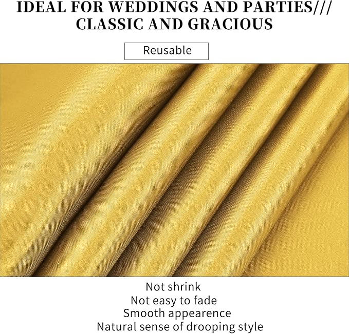 20-Pack Gold 12 x 108 inches Long Premium Satin Table Runner | Wedding - Image 4