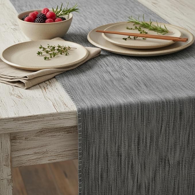 Dining Table Placemats with Decorative Stitched Edge Textured Cotton Cloth - Image 7