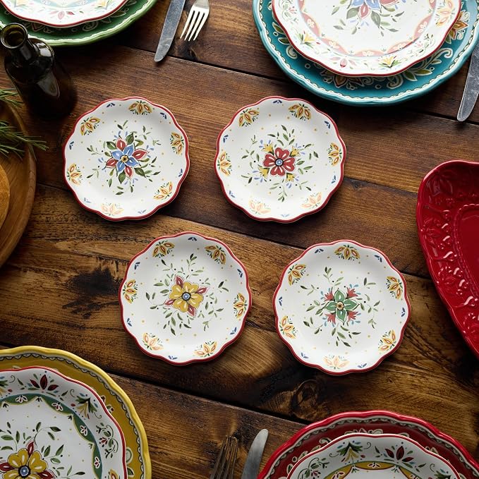 Provence 6-Inch Canapé Plates – Set of 4 Assorted Ceramic Appetizer Dishes - Image 2