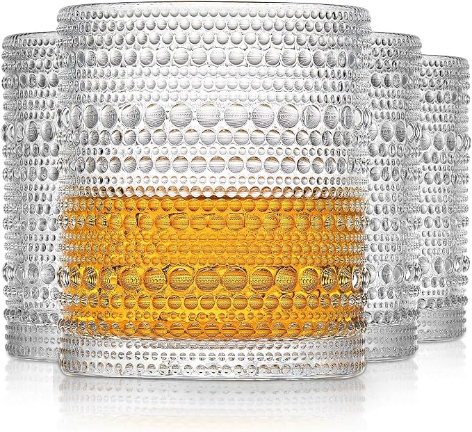 OPAYLY hobnail Drinking Glasses Old Fashion Glass 10oZ rocks glasses Set of 4 by OPAYLY