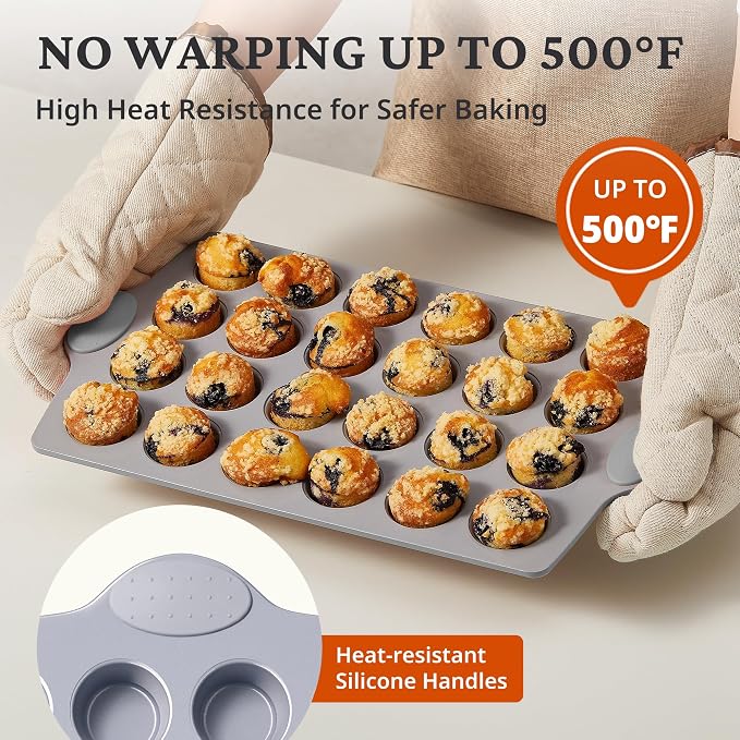 BRONYPRO 24-Cup Non Toxic Nonstick Ceramic Mini Muffin Pan & Cupcake Tin - Image 8
