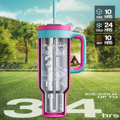 POWCAN 50 oz Tumbler with Handle, 2-in-1 Straw and Sip Lid, Dishwasher Safe - Image 2