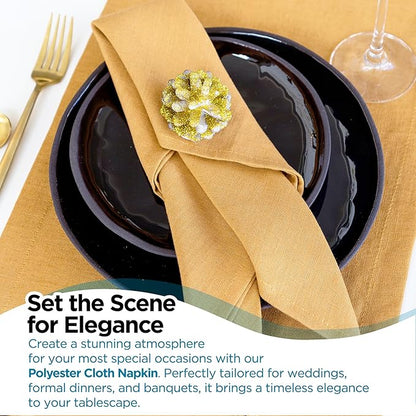 Polyester Cloth Napkins - Washable Soft Table Linens - Durable & Elegant for Dining, Restaurants, Weddings, Events, Rentals, Banquets, & Parties - Premium Quality Set of 250, Gold, 20"x20"