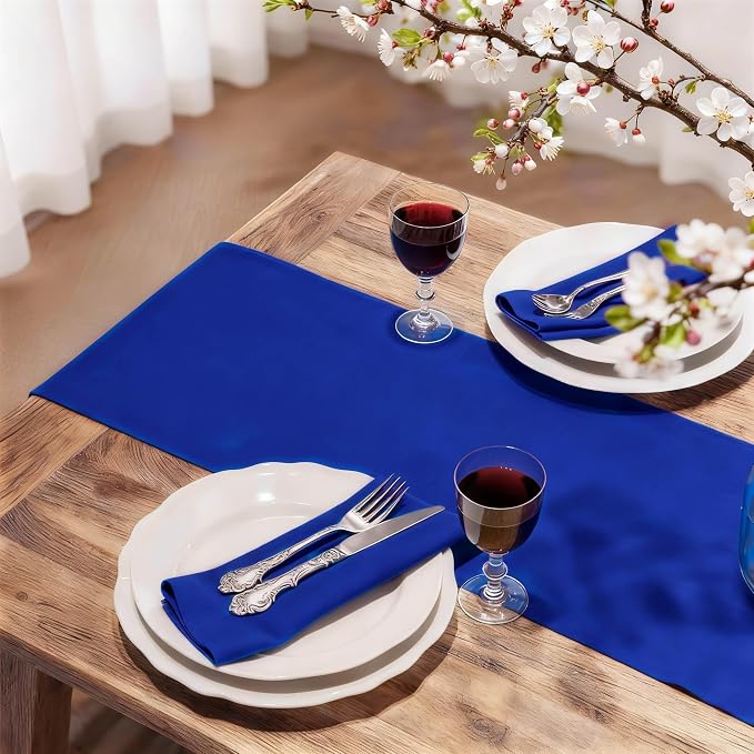 FOLINS&HOME Royal Blue Waterproof Decorative Table Runner 36 Inches Long | - Image 2