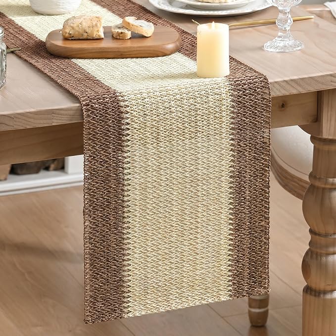 Artoid Mode Coffee Farmhouse Rustic Paper Braided Table Runner, Seasonal by ArtoidMode