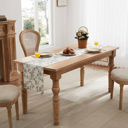 French Pastoral Farmhouse Table Runners, 13x36 Inch Black | 100% Organic Cotton - Image 3