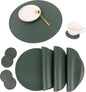 Jovono Faux Leather Round Placemats and Coasters, Wipeable Table Mats, Double by JOVONO