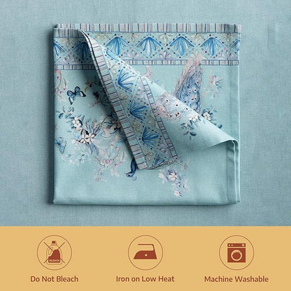 Maison d' Hermine Napkin 100% Combed Cotton Premium Set of 4 Decorative Washable Table Cloth Napkins for Dining, Home, Wedding, Banquet, Peacock Utopia - Pastel Turquoise (20”x20”)