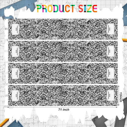 4 Pcs Composition Notebook Table Runner 71 x 13 Inch Preschool Back to School - Image 3