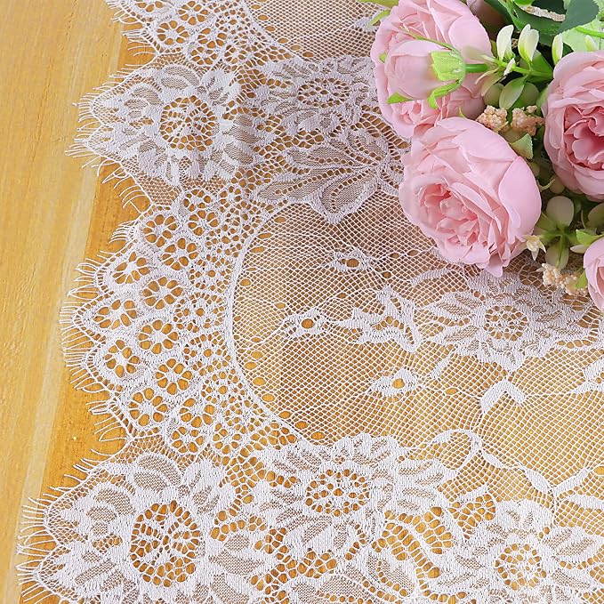 10 Pcs White Lace Table Runner 14 x 120 Inch Vintage Table Runner - Image 2