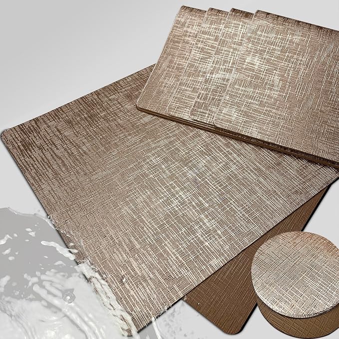 Elegant Placemats and Coasters Set 6, Vinyl Washable Place Mats by Unknown