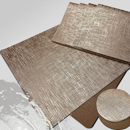 Elegant Placemats and Coasters Set 6, Vinyl Washable Place Mats by Unknown