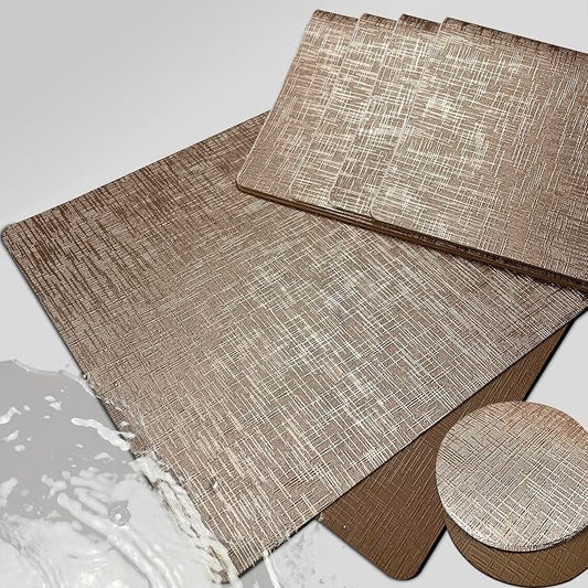 Elegant Placemats and Coasters Set 6, Vinyl Washable Place Mats by Unknown