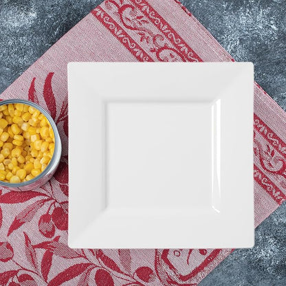 Smarty Had A Party 120 Disposable Plastic Dessert Plates, 8" Heavy Duty Square White Salad Plates for Appetizers and Buffets, Bulk Supplies for Events and all Occasions