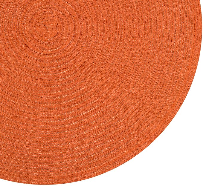 SHACOS Round Placemats Set of 6 Polyester 15 inch Round Braided Place Mats - Image 4