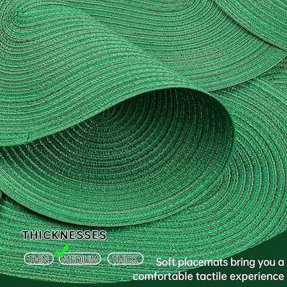 Noctiflorous Oval Braided Placemats Set of 6 Woven 12x18 Inch Non Slip Washable Heat Resistant Place Mats Round Tablemats for Dining Kitchen Party Daily Table Decor Dinner Mats (Green Shine, 6)