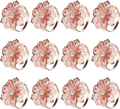 KPOSIYA Hollow Out Flower Napkin Ring Holder Metal Napkin Rings Set of 20 by KPOSIYA