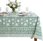 ATOSII Shalimar Green 100% Cotton Spring Summer Tablecloth, Handblock Print Rectangle Table Cover for Dining, Parties, Wedding, Outdoors, Easter Table Cloth I 72 X 140 Inches I 12 Seater