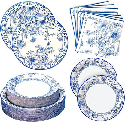 180PCS Blue White Paper Plates and Napkins Party Supplies Serve 60 | Disposable by Osonm