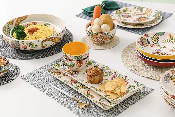 Bico Protea Cynaroides Pasta Bowls, 35oz Salad Bowl Set of 4, Large Ceramic - Image 5