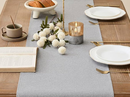YATOJUZI Light Grey Table Runner Seasonal Summer Kitchen Dining Coffee Table - Image 2