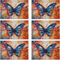 Table Placemats Set of 6, Waterproof Linen Fabric, Non-Slip Backing & Easy Clean, Elegant Dining Table Protectors for Family and Guests(Colorful Butterfly)