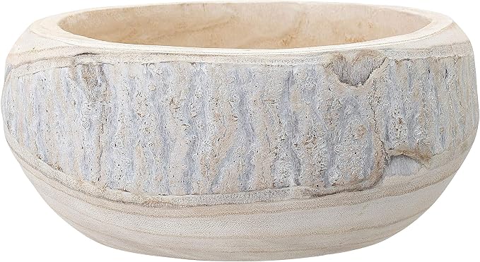 Bloomingville Decorative Hand-Carved Paulownia Wood Bowl, 10.5 in Diameter - Image 3