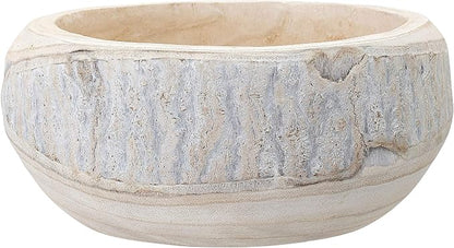 Bloomingville Decorative Hand-Carved Paulownia Wood Bowl, 10.5 in Diameter - Image 3