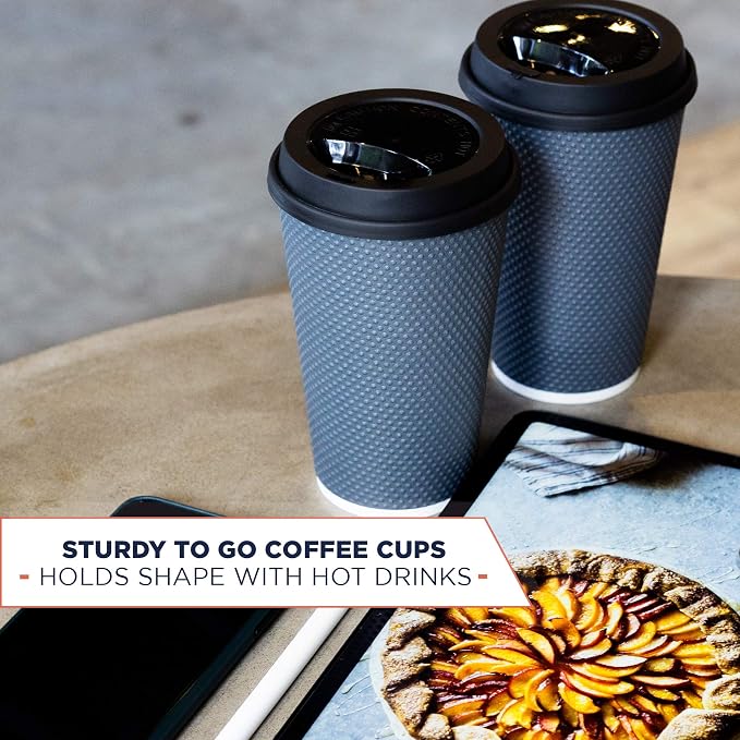 Disposable Coffee Cups With Lids - 12 oz Togo Coffee Cup With Lid. Large To Go - Image 5