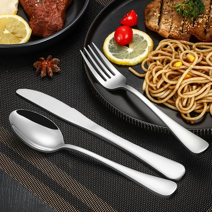 40-Piece Silverware Set, CXJY Stainless Steel Flatware Cutlery Set Service - Image 4