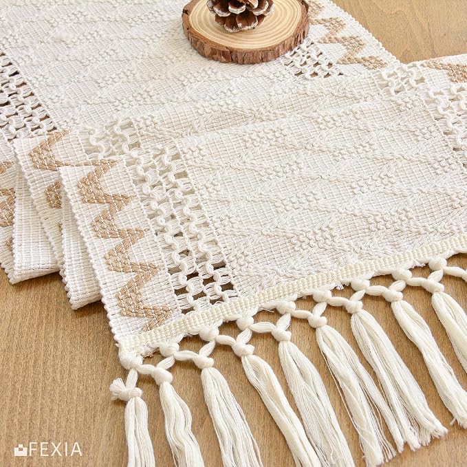Boho Fall Table Runner Burlap for Coffe Table Home Decor 13x72 Inch | 72 Inch - Image 8