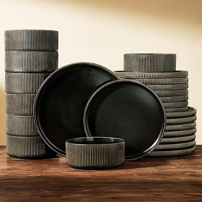 Stoneware Dinnerware Sets, Reactive Glaze Dishes Set by FamiwarePremium