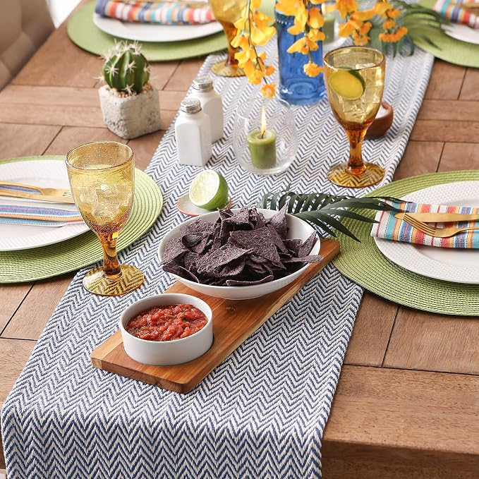 DII Woven Basic Tabletop Collection, Chevron Table Runner, Nautical Blue - Image 3