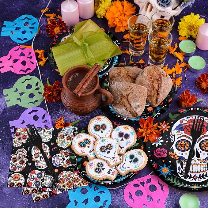 96 Pieces Day of the Dead Tableware Set - Image 6