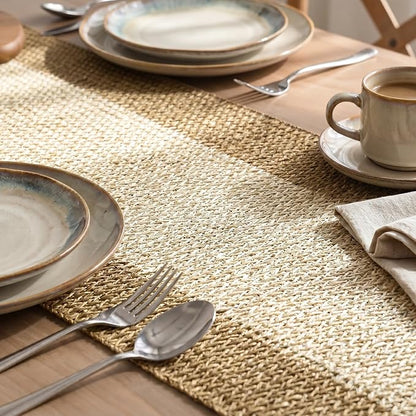 Artoid Mode Burlap Brown Farmhouse Rustic Paper Braided Table Runner, Seasonal - Image 3
