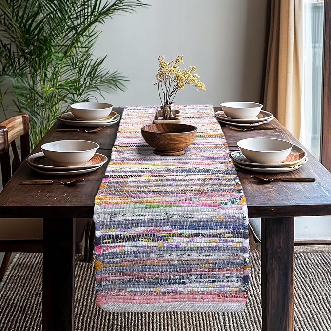 COTTON CRAFT Woven Chindi Table Runner - Image 4