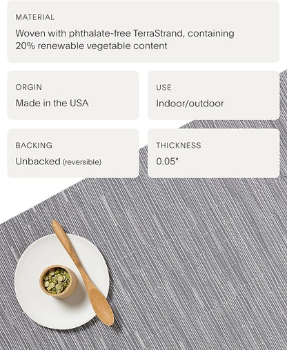Chilewich Bamboo Placemats Set of 4 - Woven Rectangle Placemats - Reusable, Stain-Resistant, Indoor/Outdoor Tabletop Protection - 19" x 14" - Fog