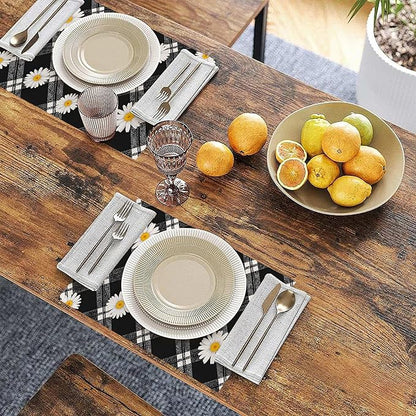 Daisy Floral 12x18 Inch Placemats Set of 6 - Waterproof, Non-Slip & Washable Table Mats for Kitchen & Dining Table Placemats