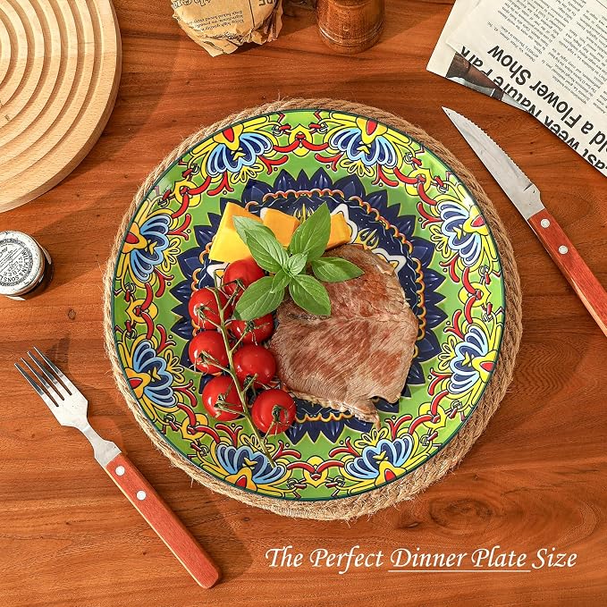 Ceramic Dinner Plate Set of 6-10.5 Inch Large Porcelain Plates - Image 4