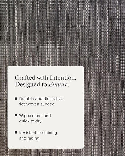 Chilewich Bamboo Placemats Set of 4 - Round Woven Placemats - Reusable, Stain-Resistant, Indoor/Outdoor Tabletop Protection - 15" - Grey Flannel
